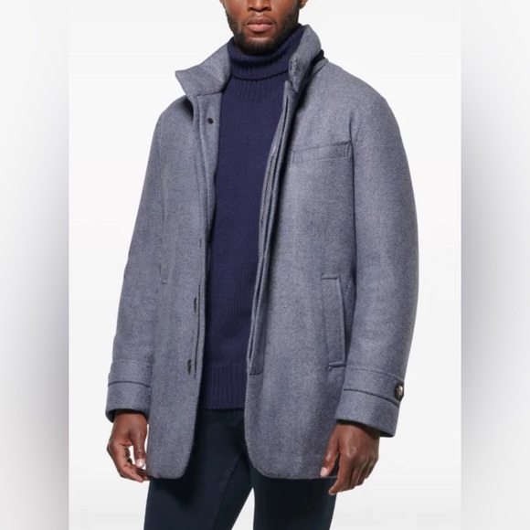 Norwegian Wool Herringbone Padded Hooded Jacket M